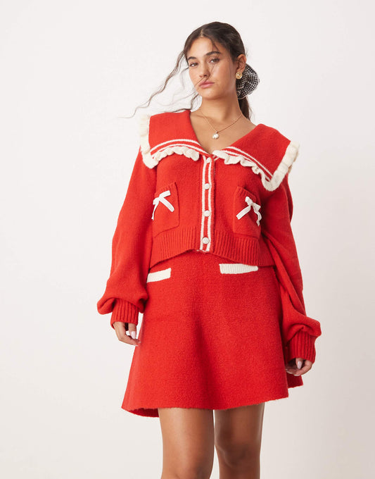 Ruffle Collar Cardigan Co-Ord