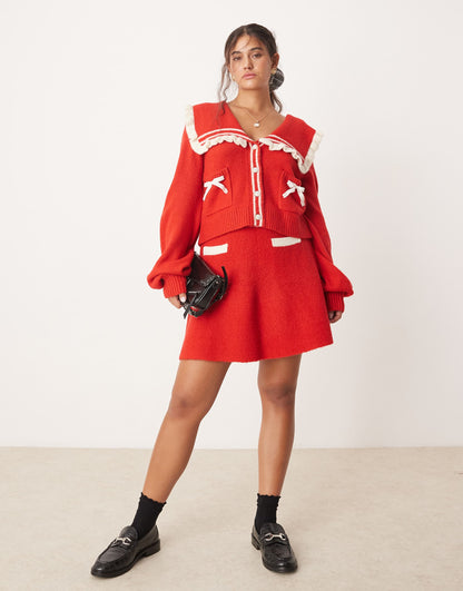 Ruffle Collar Cardigan Co-Ord
