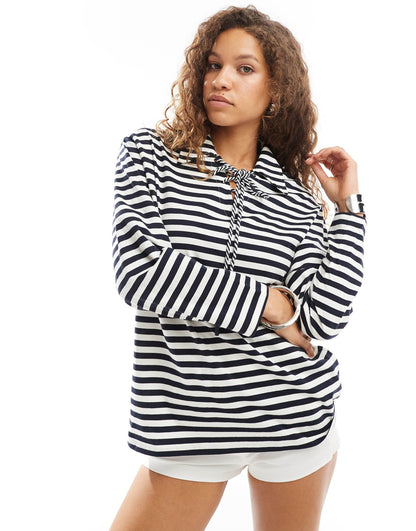 Tie Detail Relaxed Striped Sweater