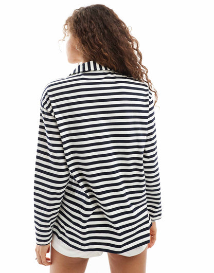 Tie Detail Relaxed Striped Sweater