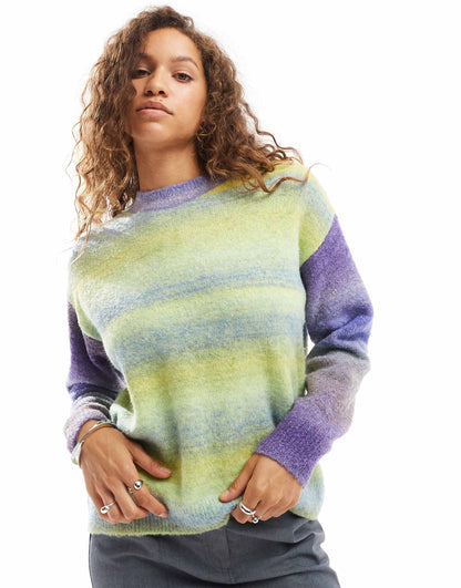 Fluffy Yarn Striped Jumper