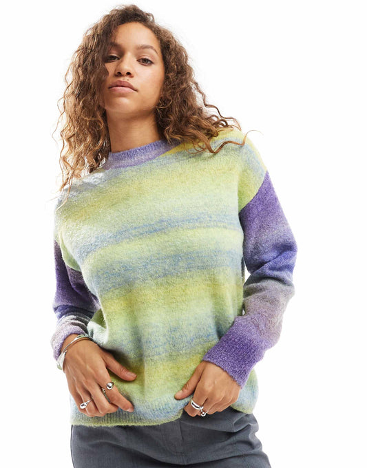 Fluffy Yarn Striped Jumper