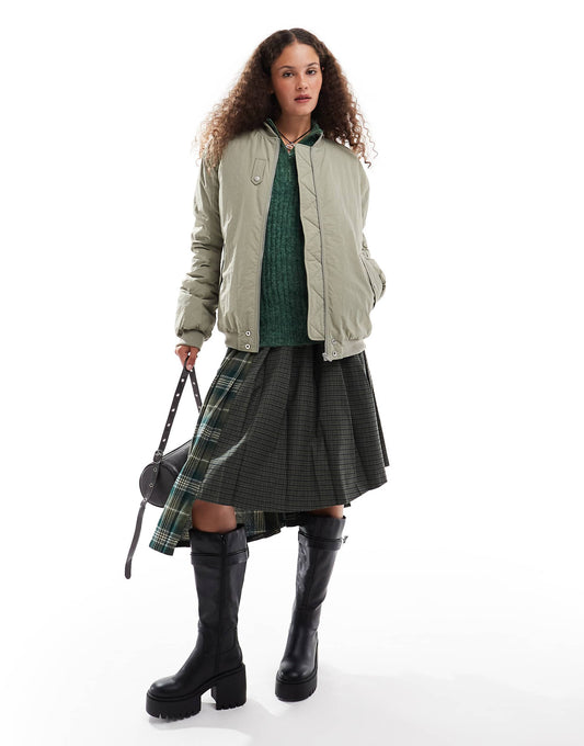 Nylon Zip Through Bomber Jacket