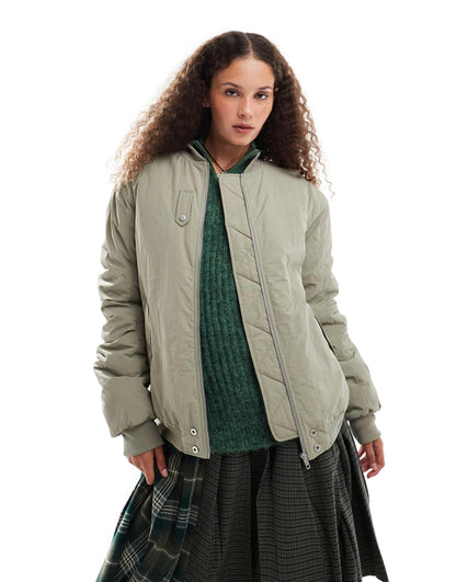 Nylon Zip Through Bomber Jacket