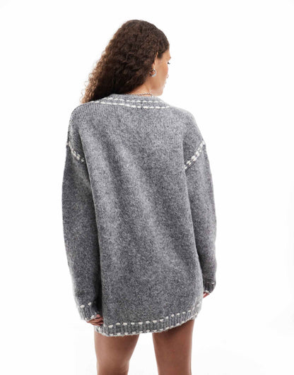 Longline Stitch Detail Cardigan Co-Ord