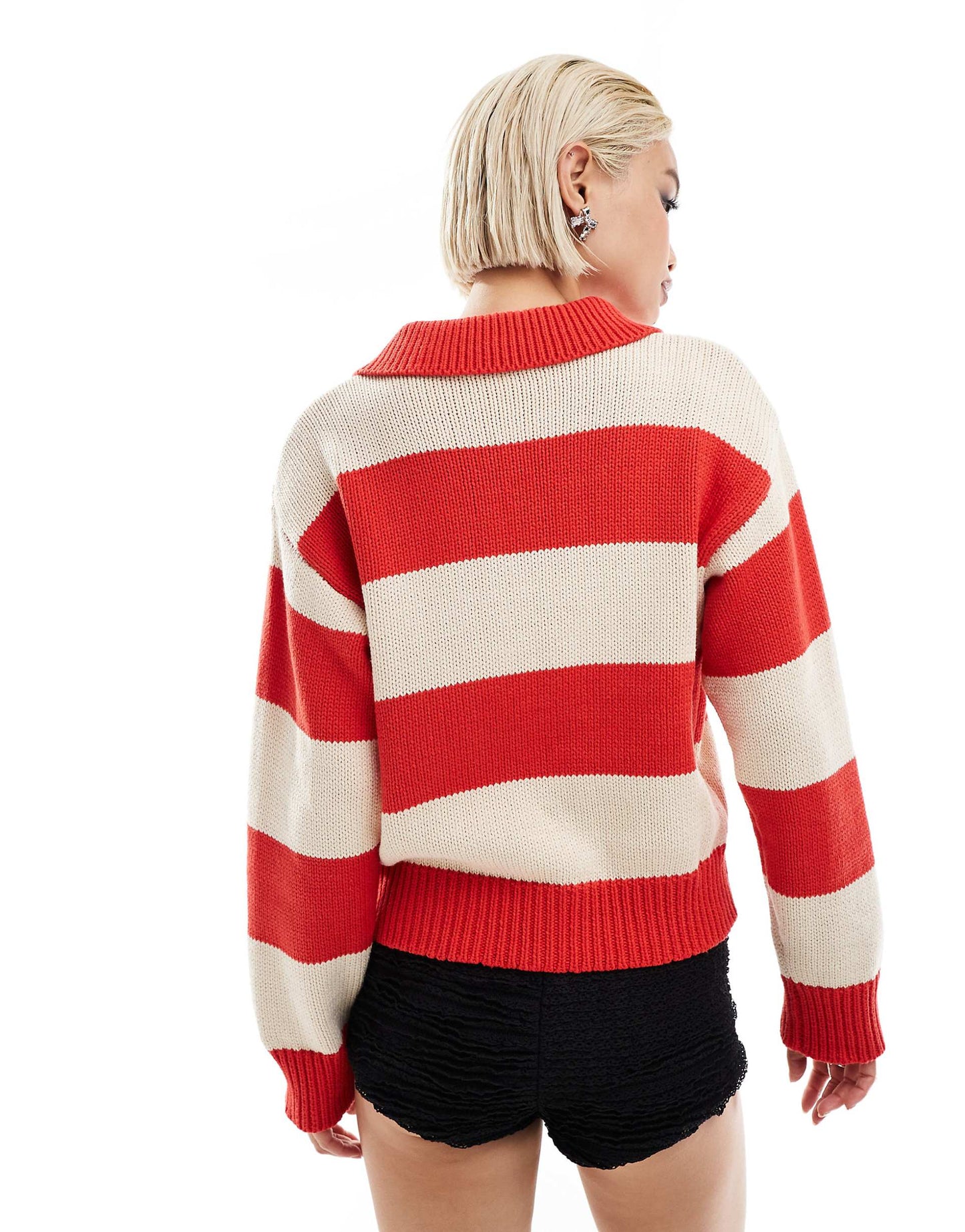 Button Up Striped Oversized Jumper
