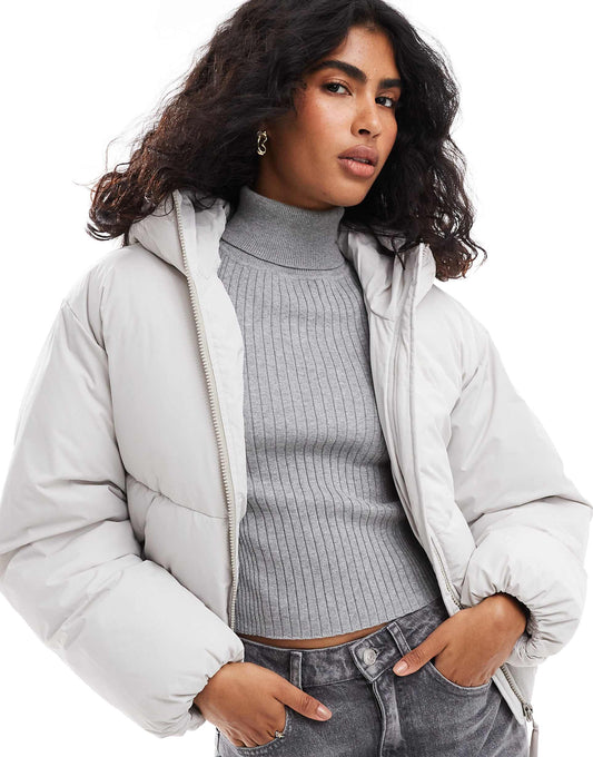Cropped Hooded Puffer Jacket