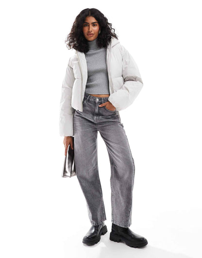 Cropped Hooded Puffer Jacket