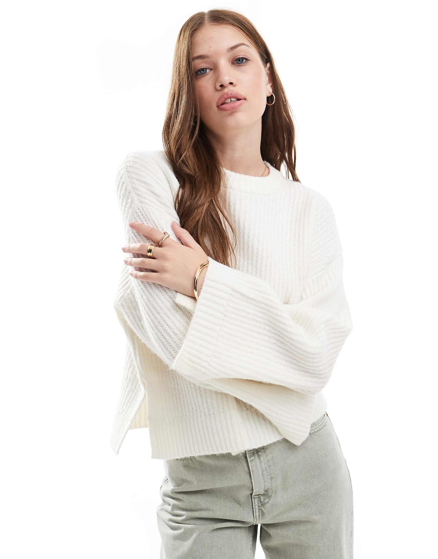Fluffy Cropped Ribbed Jumper