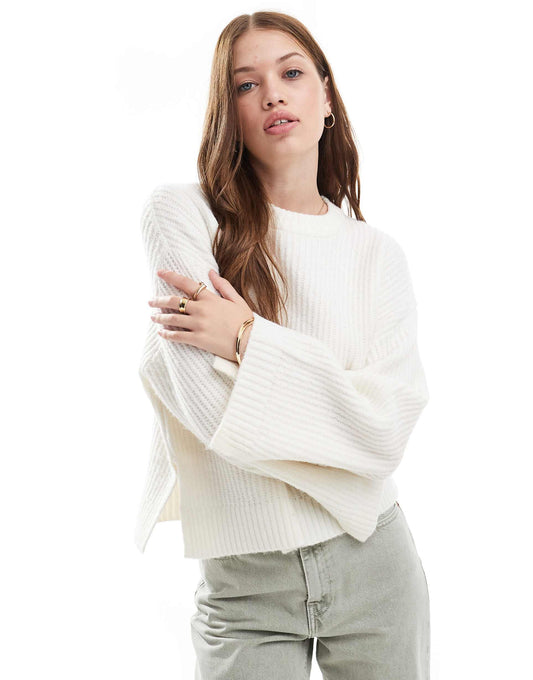Fluffy Cropped Ribbed Jumper