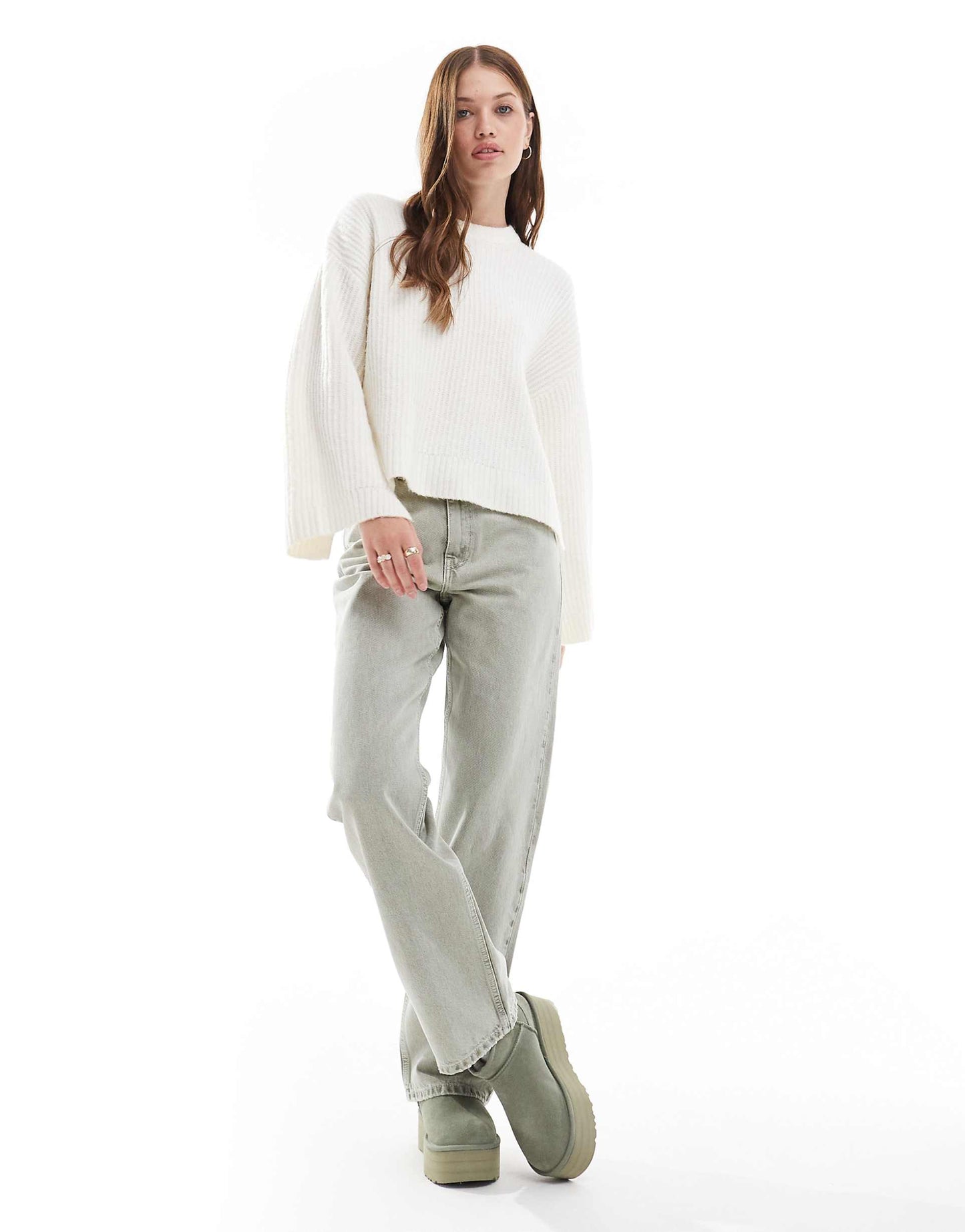 Fluffy Cropped Ribbed Jumper