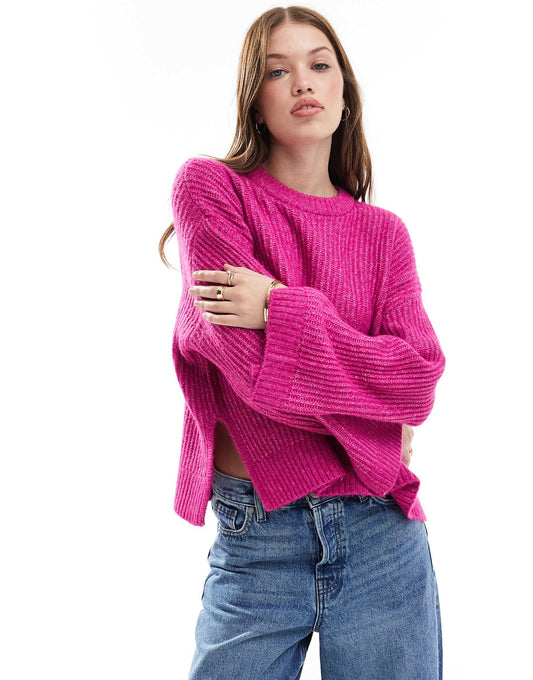 Fluffy Cropped Ribbed Jumper