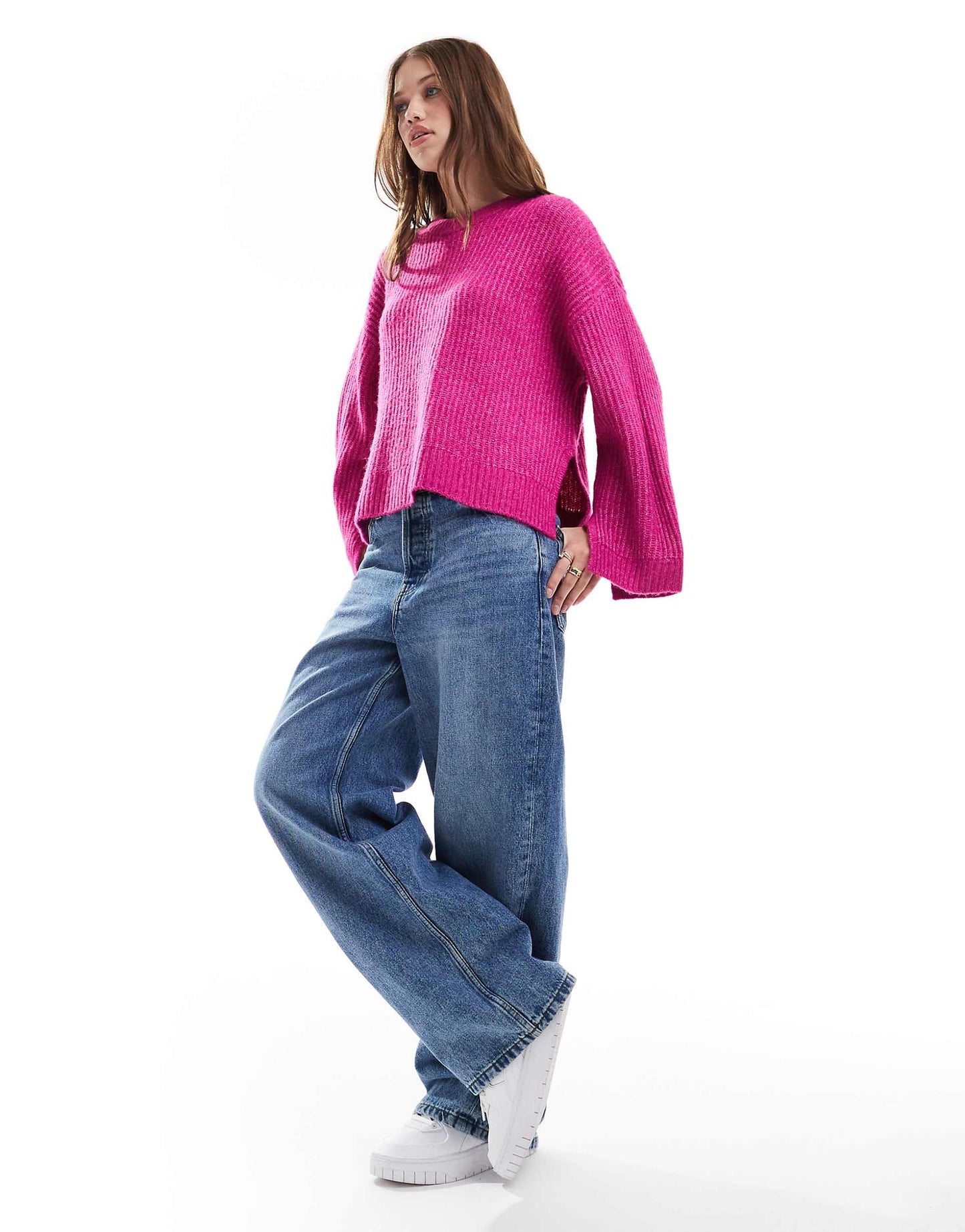 Fluffy Cropped Ribbed Jumper