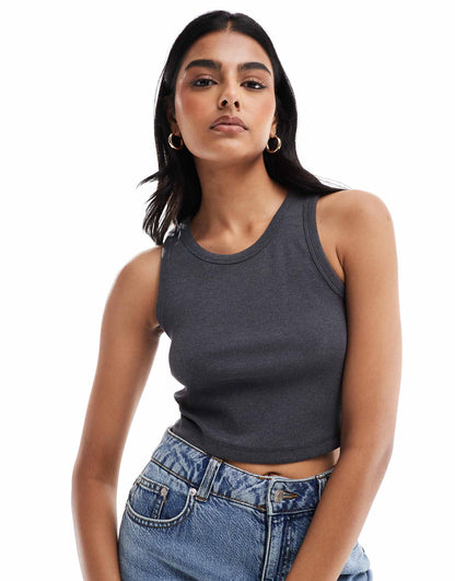 Fallon Ribbed Cropped Vest Top