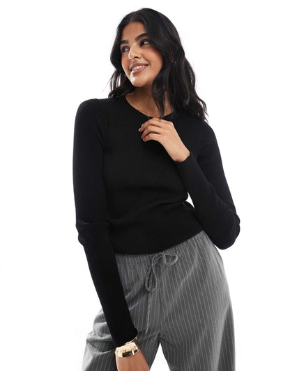 Ribbed Crew Neck Jumper