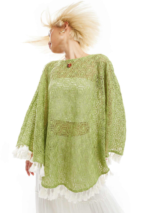 Herring Crochet Tassle Poncho