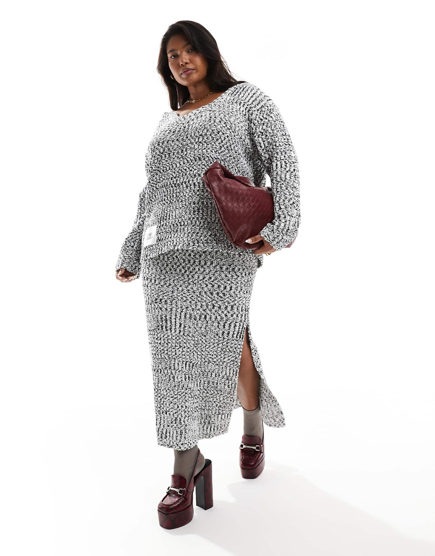 Longline Asymmetric Neckline Knitted Jumper Co-Ord