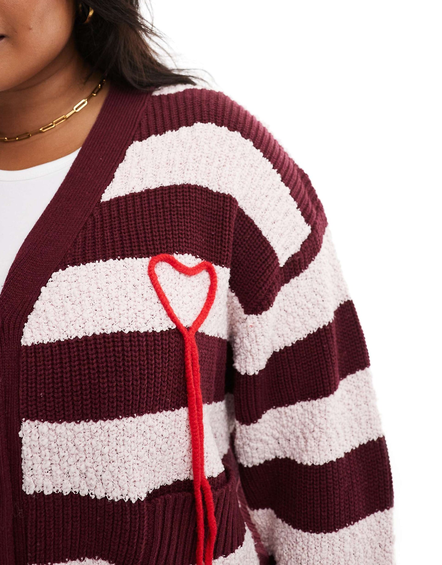 Textured Longline Applique Heart Cardigan