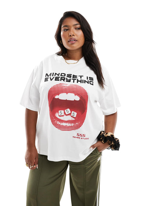 Mindset Is Everything Mouth Motif T-Shirt