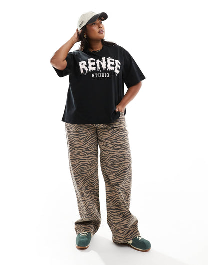 Embroidered Bubble Logo Oversized T-Shirt