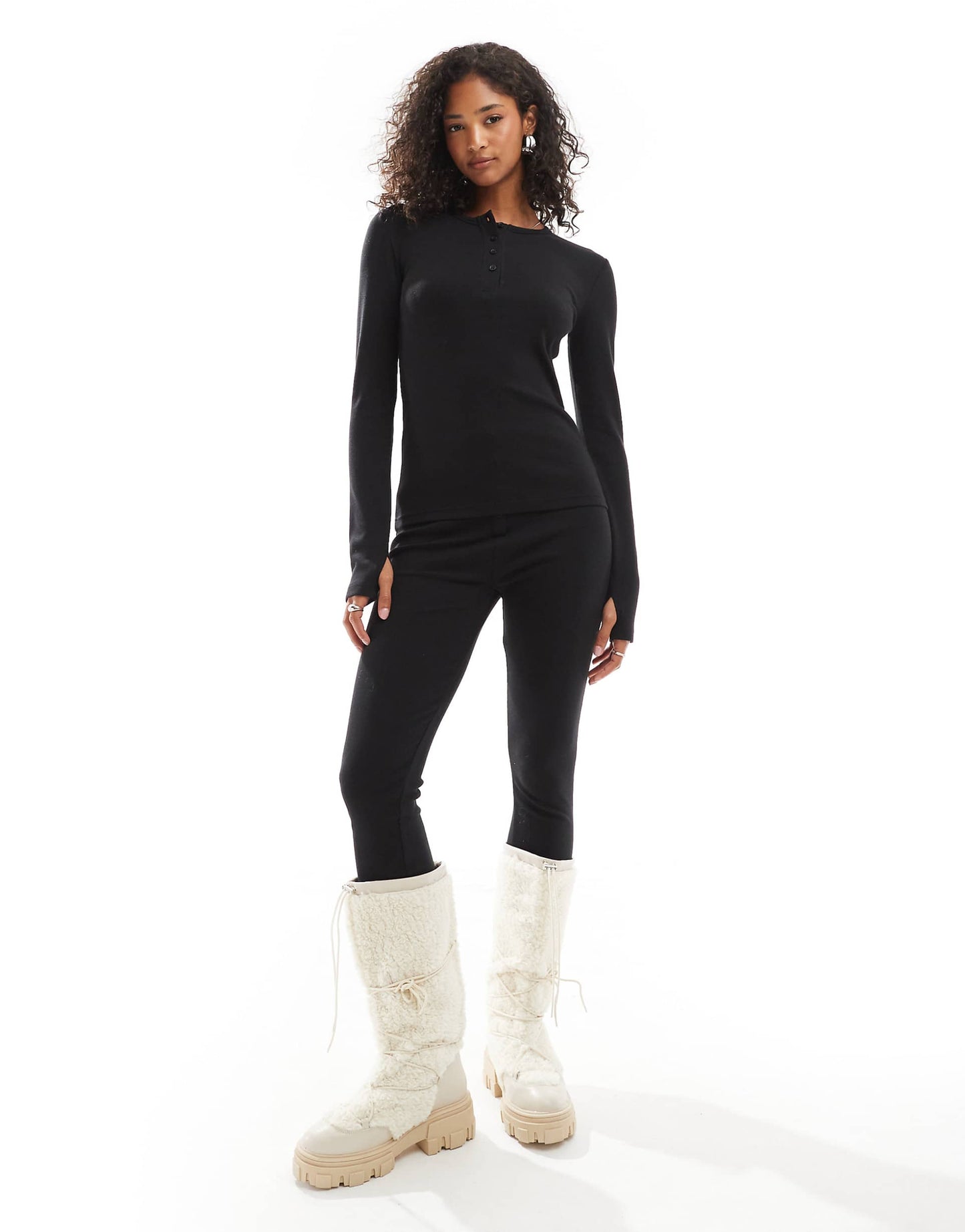 Ski Ribbed Base Layer Top And Leggings Set