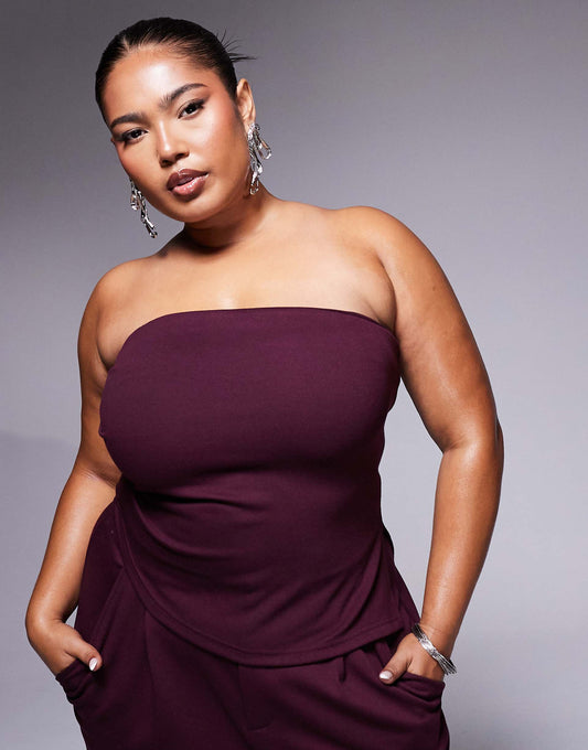 Curve Co-Ord Strapless Ruched Side Top