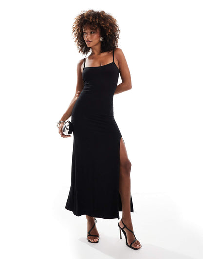 Square Neck Cami Maxi Dress With Full Skirt