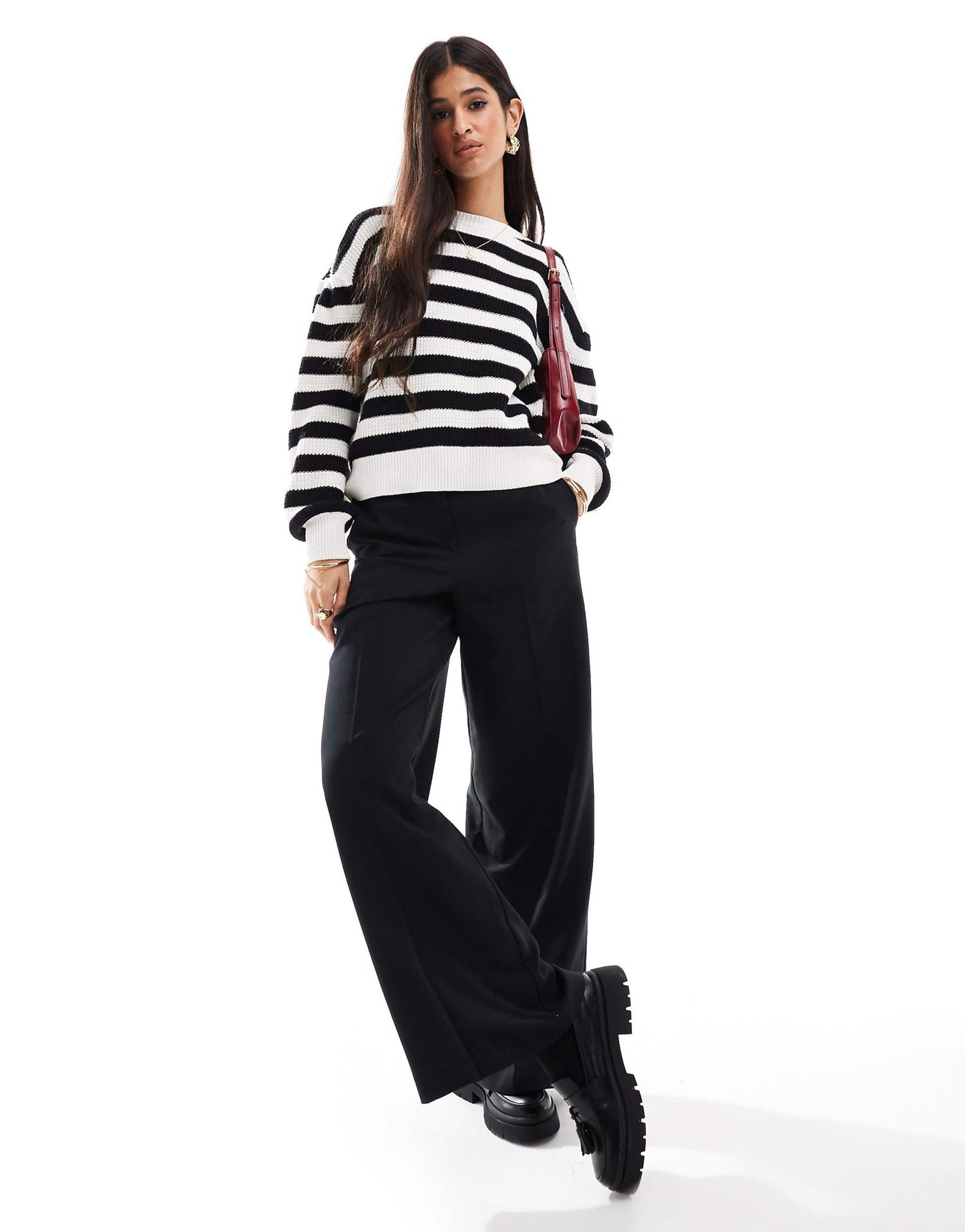 Striped Jumper With Button Shoulder Detail