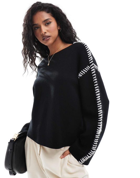 Contrast Stitch Detail Jumper