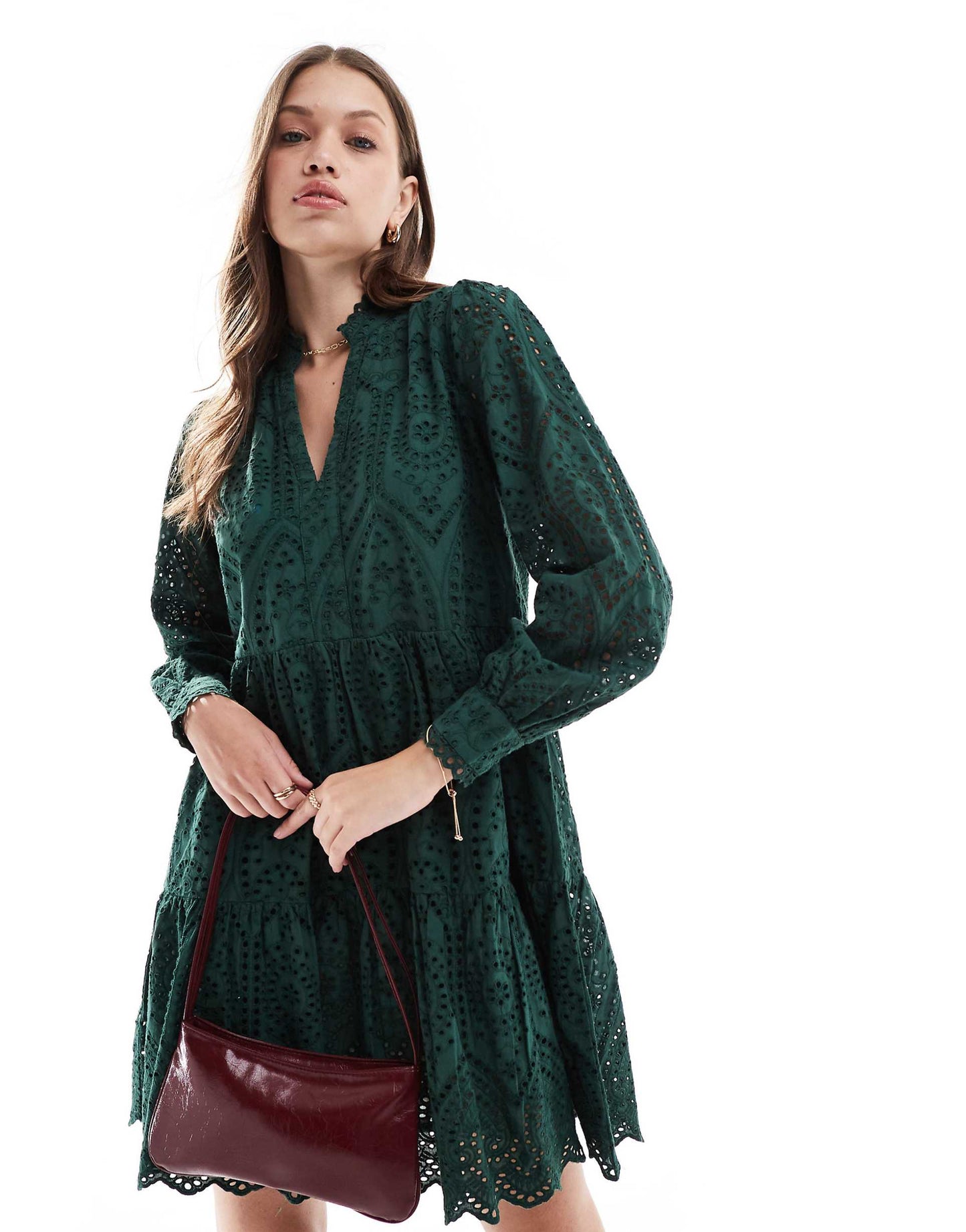 Broderie Mini Smock Dress