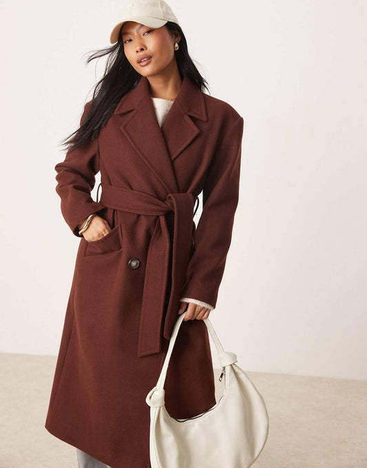 Petite Belted Wrap Formal Coat