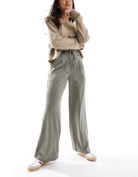 Tie Belt Wide Leg Trousers