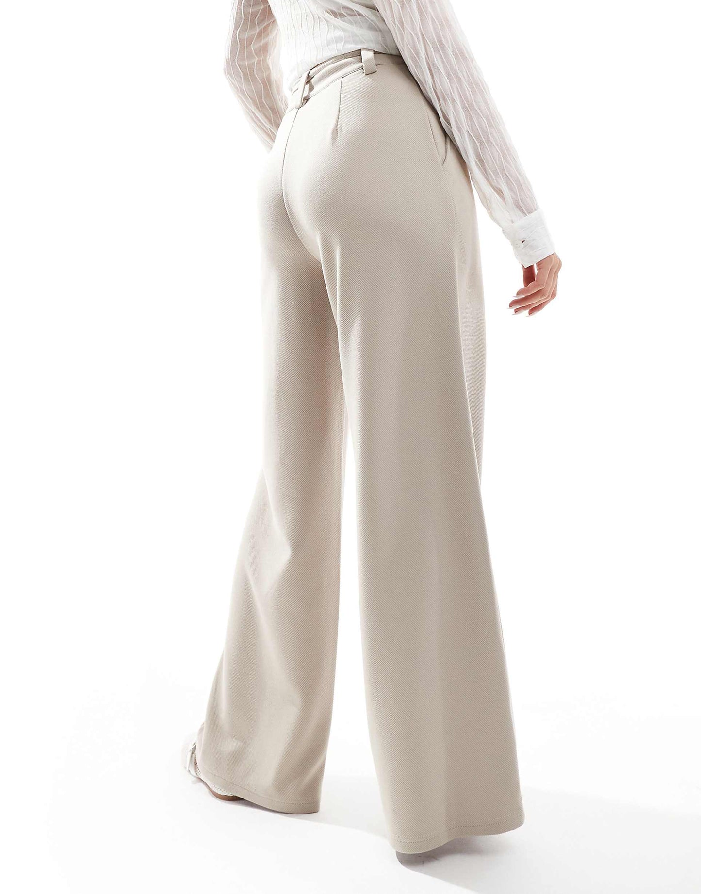 Jersey Twill Tie Belt Wide Leg Trousers