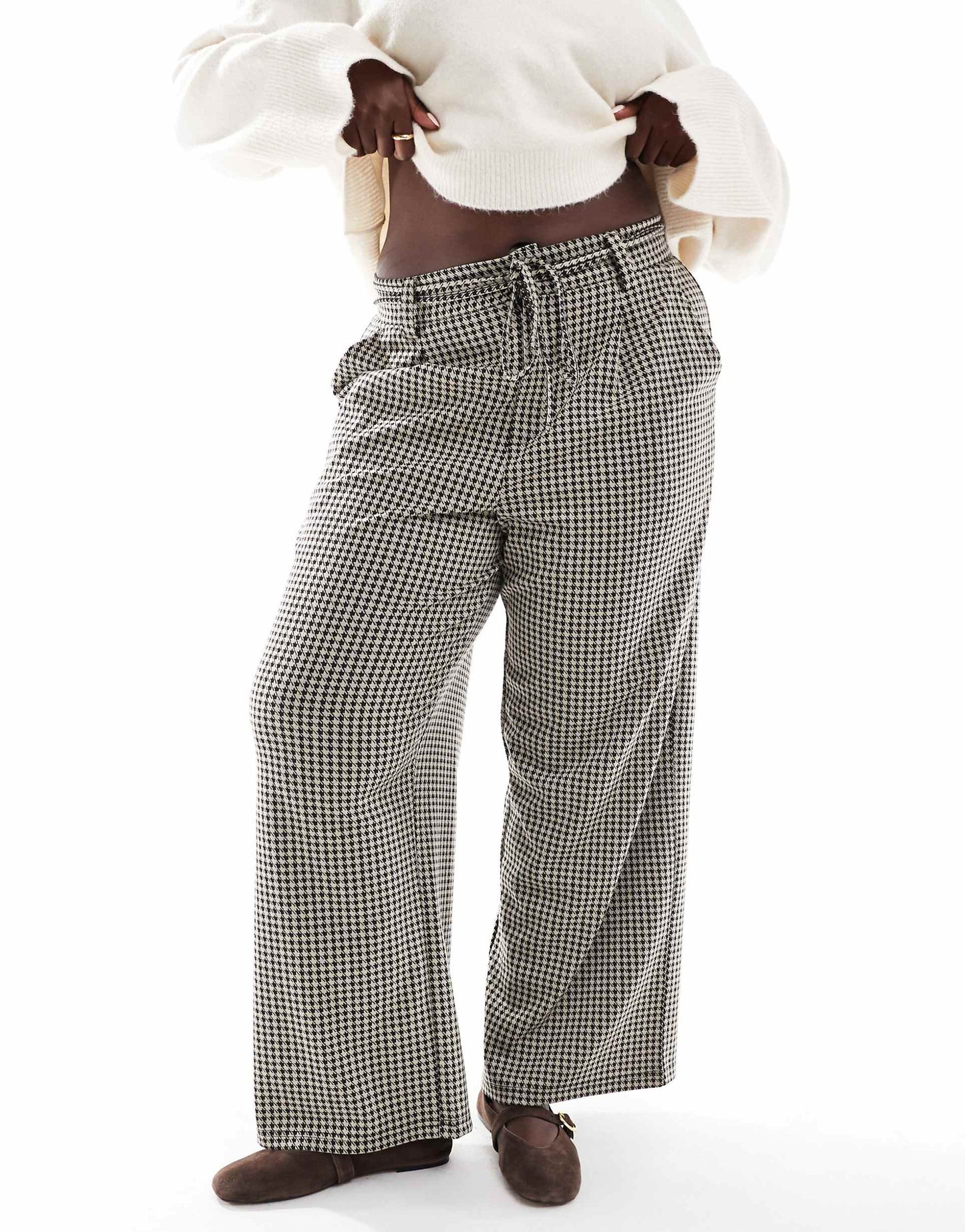 Curve Tie Belt Wide Leg Trousers