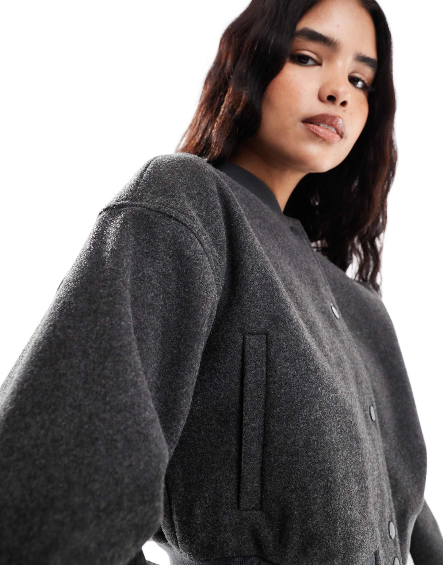 Brushed Wool Look Bomber Jacket