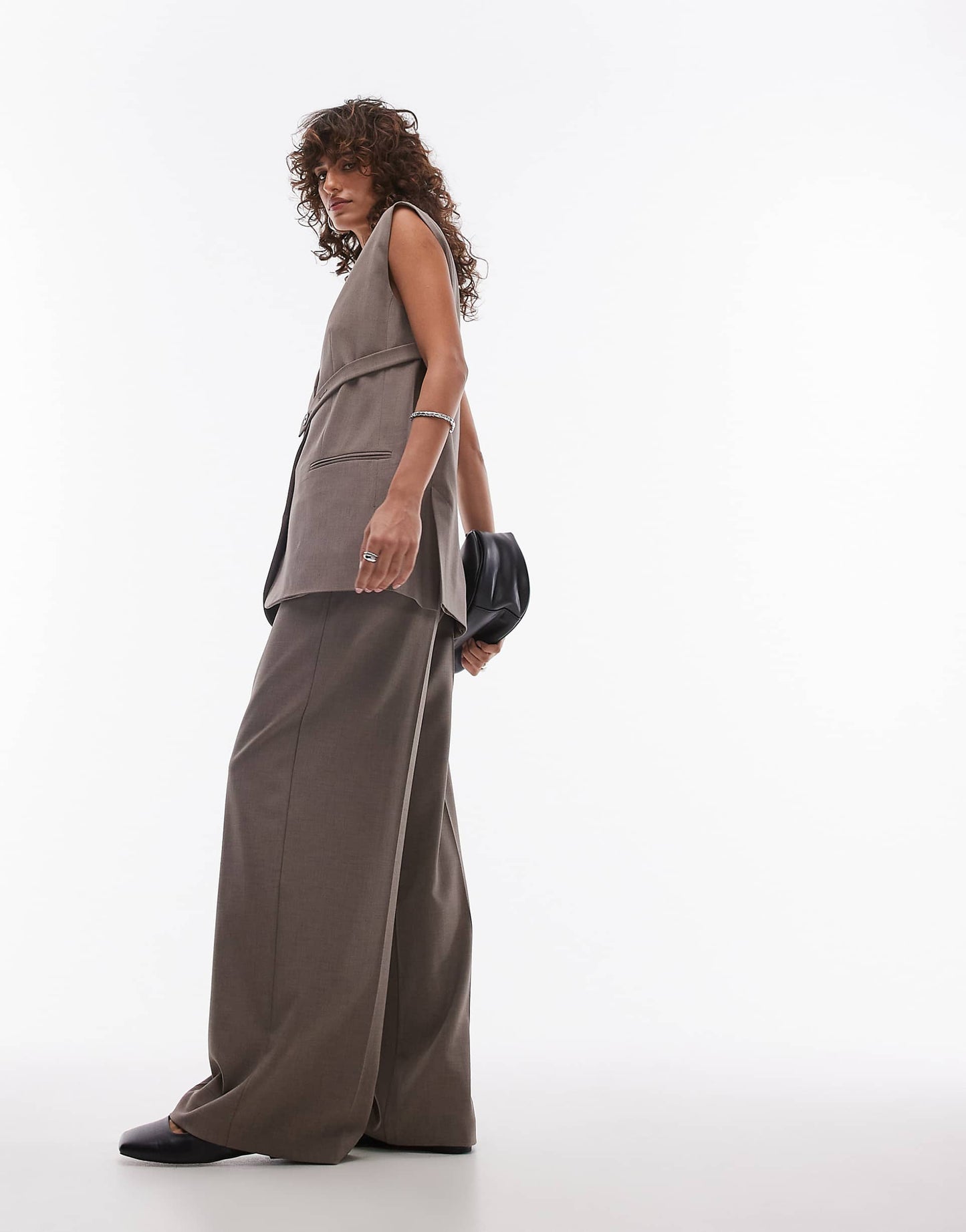 Co Ord Pleated Waistband Wide Leg Tailored Trouser