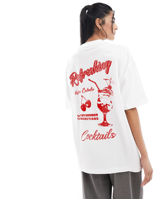 Oversized T-Shirt With Cocktail Drink Graphic