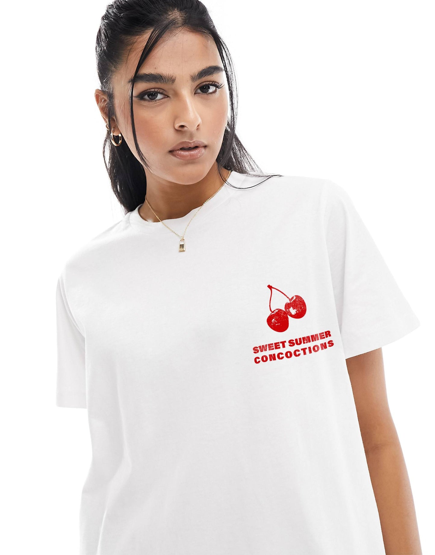 Oversized T-Shirt With Cocktail Drink Graphic