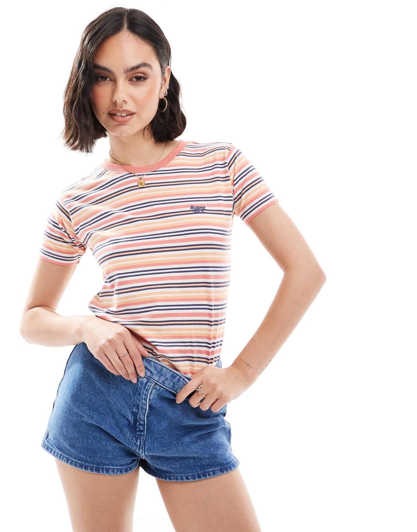 Essential Logo Striped Fitted T-Shirt
