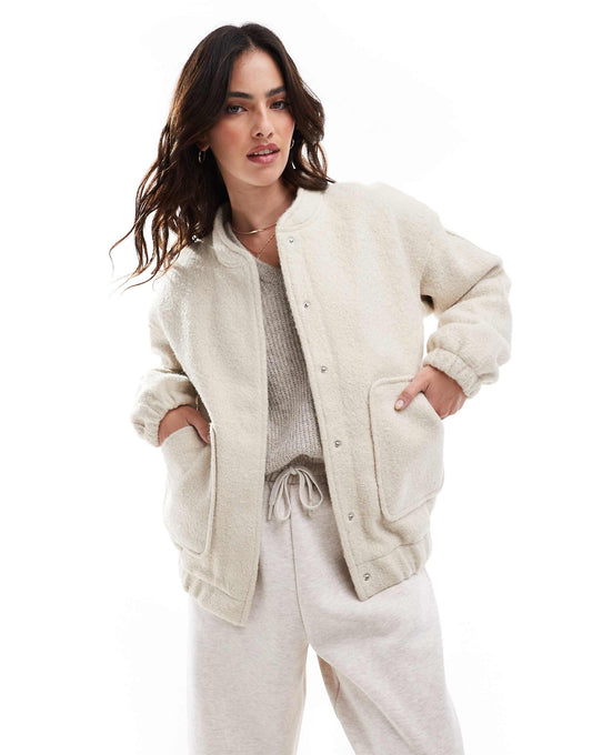 Slouchy Textured Bomber Jacket