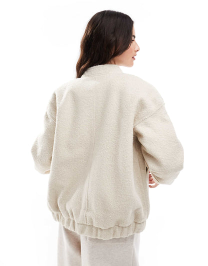 Slouchy Textured Bomber Jacket