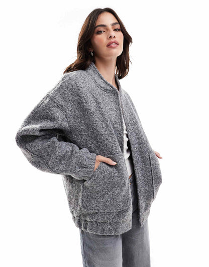 Slouchy Textured Bomber Jacket