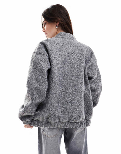 Slouchy Textured Bomber Jacket
