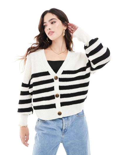 Button Through Chunky Rib Cardigan
