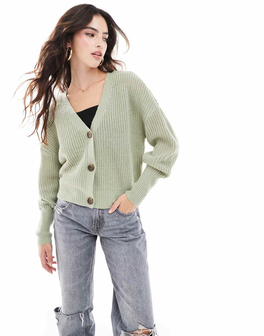 Button Through Chunky Rib Cardigan