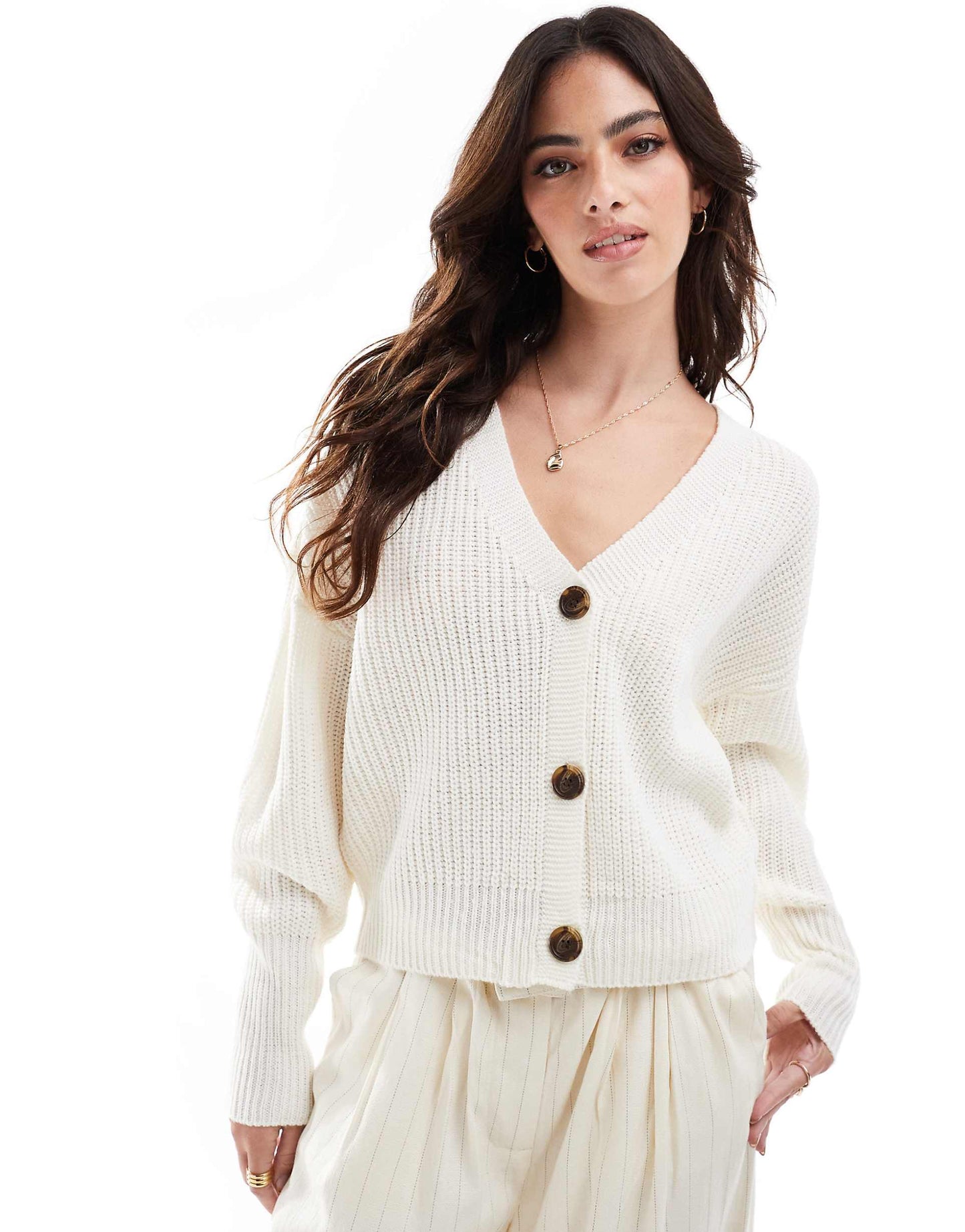 Button Through Chunky Rib Cardigan