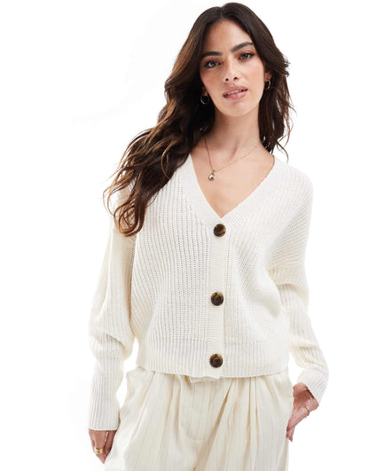 Button Through Chunky Rib Cardigan