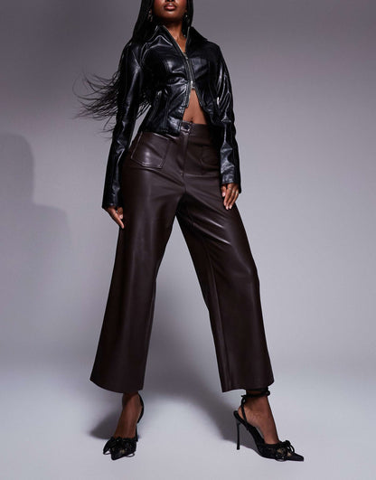 Faux Leather Crop Trouser