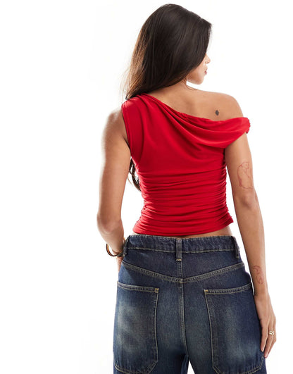 Exclusive Double Layered Slinky Off Shoulder Top