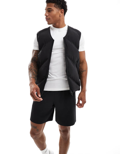 Insulated Running Puffer Gilet With Zip Phone Pockets